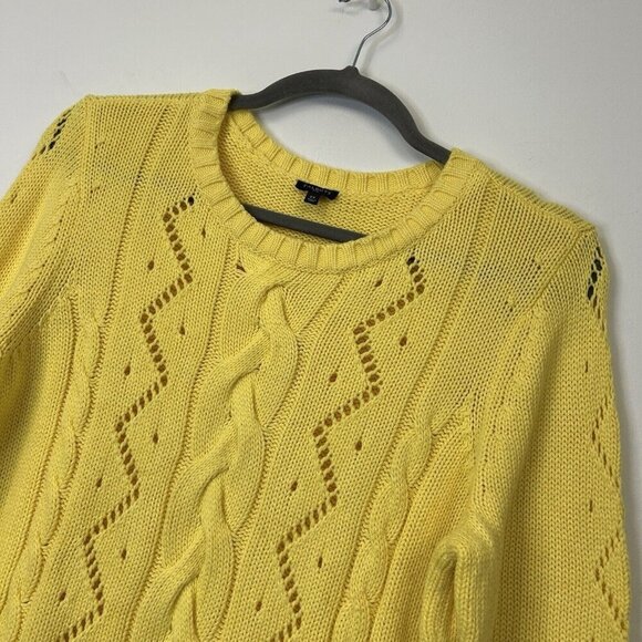 Talbots Yellow Cable Knit Sweater Women's Size 2X - Picture 3 of 9